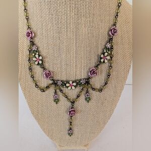 Necklace Festoon Style Flower Crystal Purple Green Necklace Bridgerton